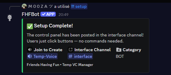 Setup Complete confirmation